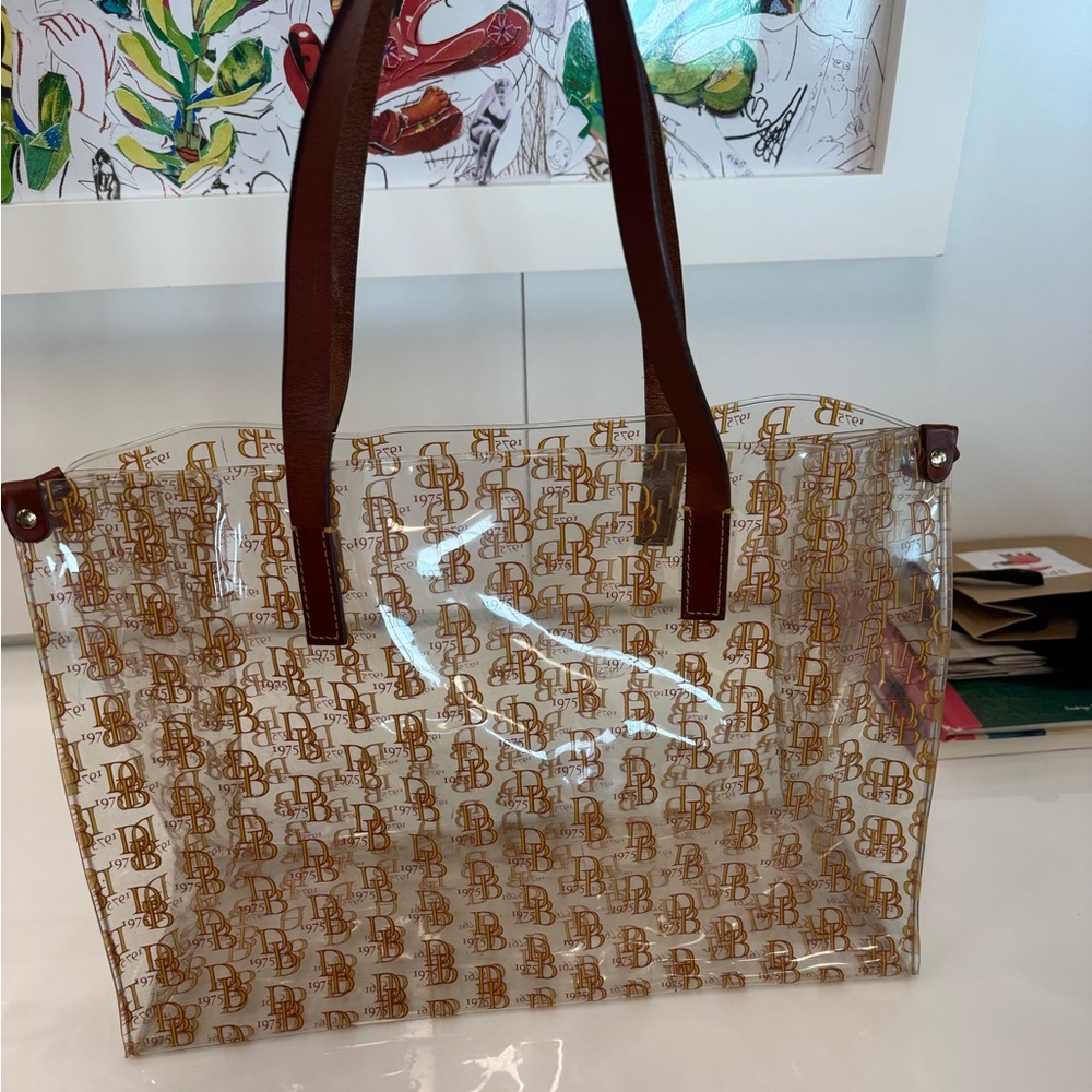 Dooney & Bourke Vintage Clear Acrylic Tote with Brown Handles - Picture 2 of 5